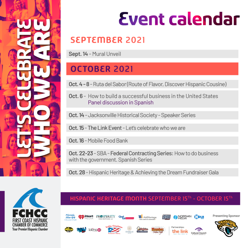 Hispanic Heritage Month FCHCC Events Calendar - English