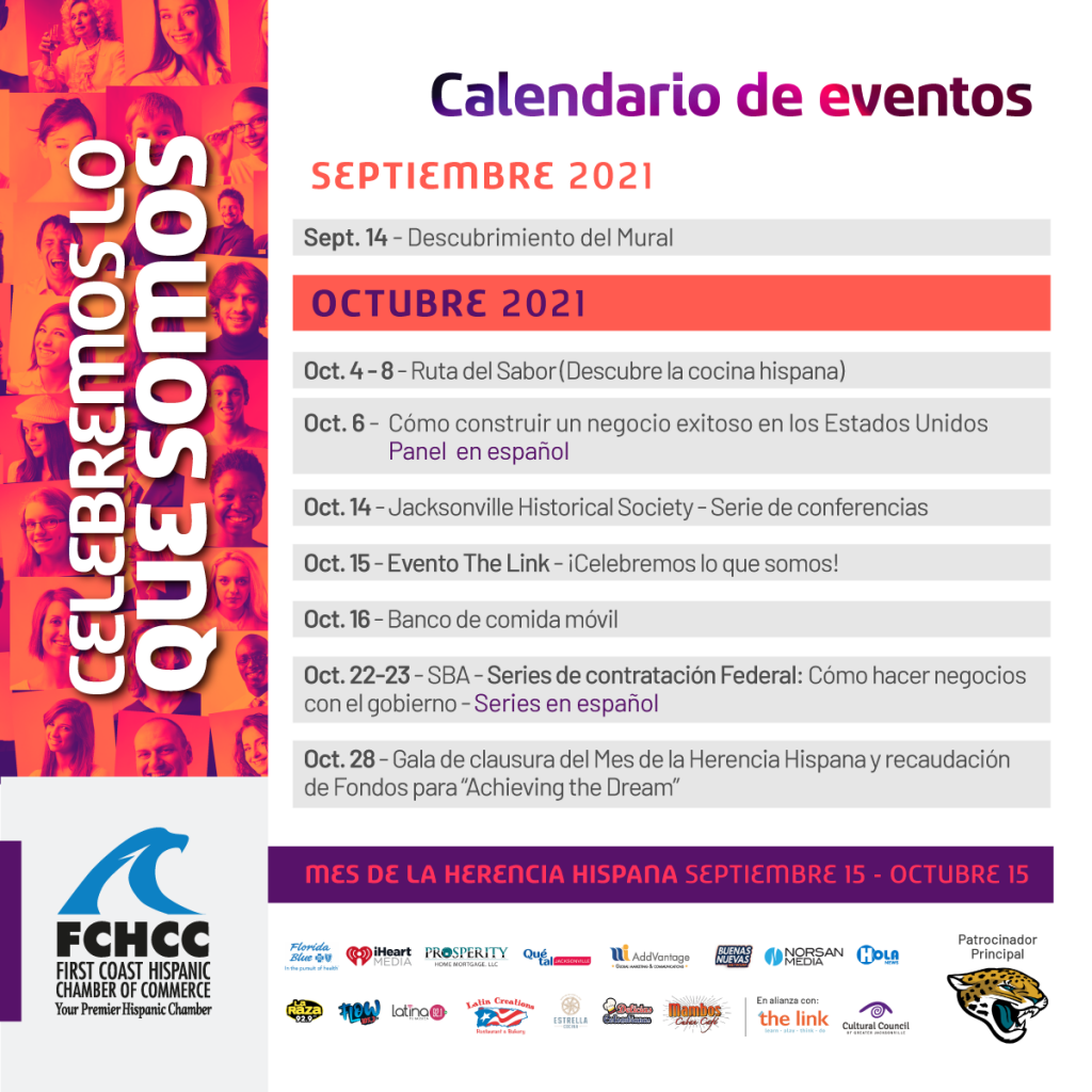 Hispanic Heritage Month FCHCC Events Calendar - Spanish